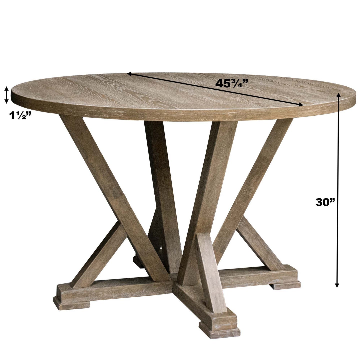 Modern Farmhouse Round Dining Table 45.7inch Solid Wood, seats 4