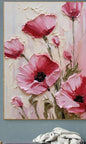 100% Handmade Pink Poppy Flower Oil Painting(No Frame)