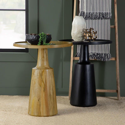 Black Stain Pedestal Accent Table