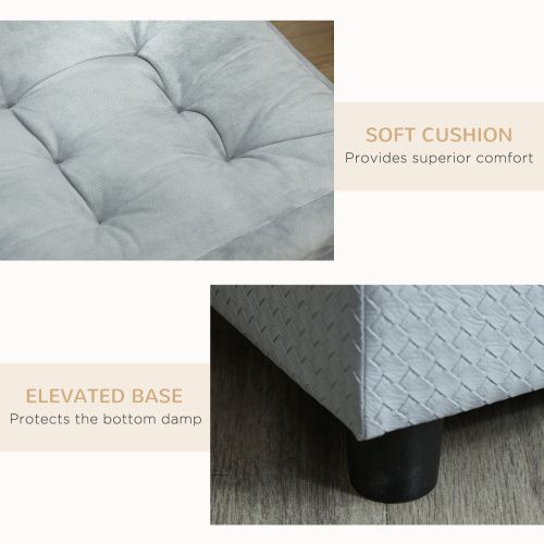 Luxury Dog Couch with Soft 3" Foam, Dog Sofa Bed, Gray, with Hidden Storage