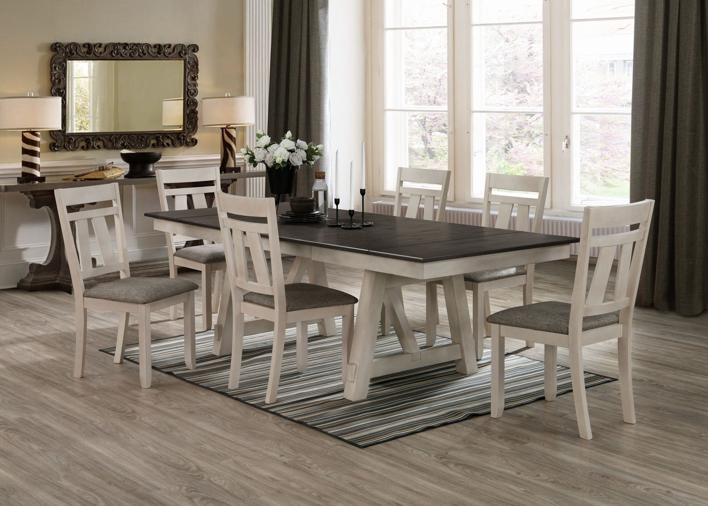 Cottage Style 1pc Extendable Dining Table