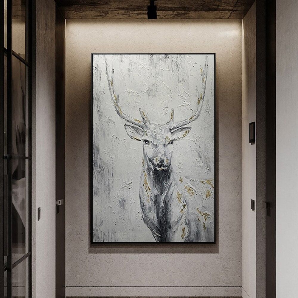 Hand Painted Rich Deer Oil Painting On Canvas