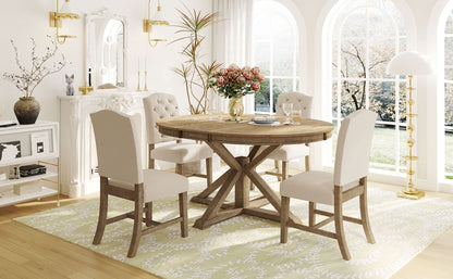 Cottage Style Extendable Dining Table Set With 4 Chairs