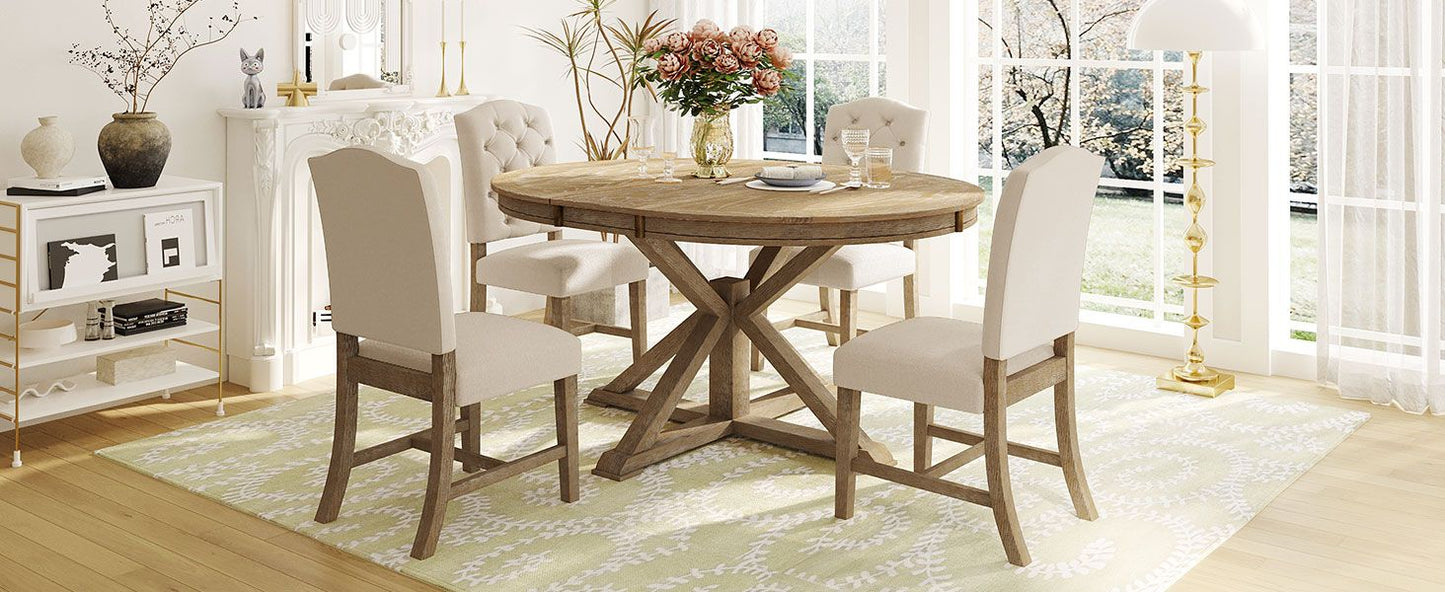 Cottage Style Extendable Dining Table Set With 4 Chairs