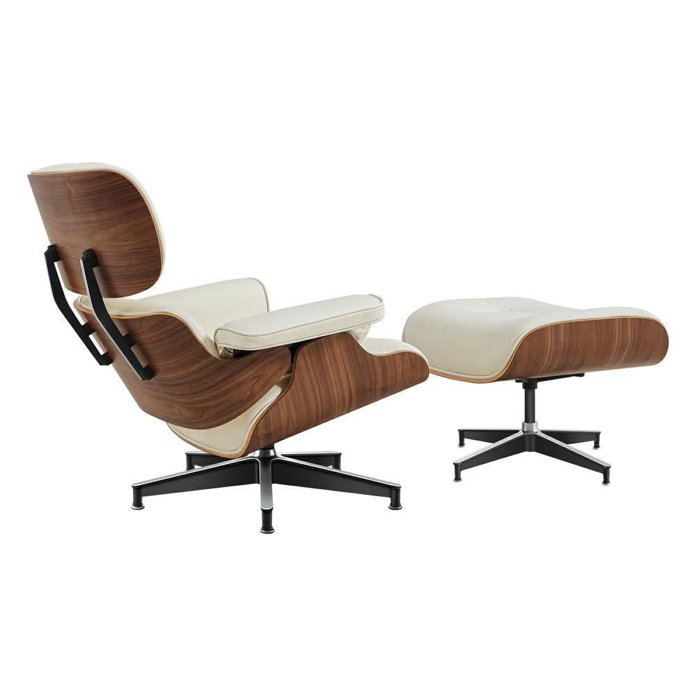 Eames Lounge Copy Armchair With Ottoman Genuine Leather Swivel Chair