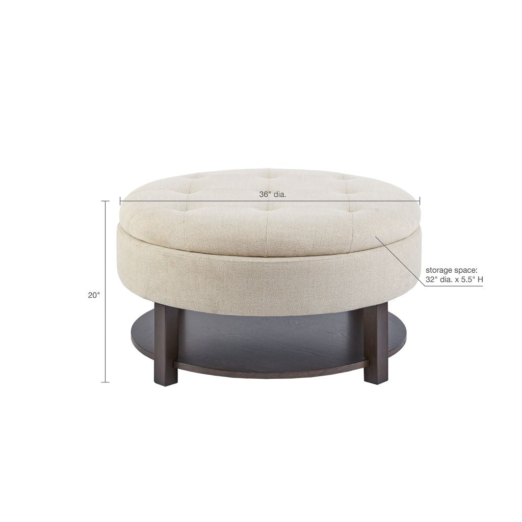 Miller Round Storage Ottoman, off-white