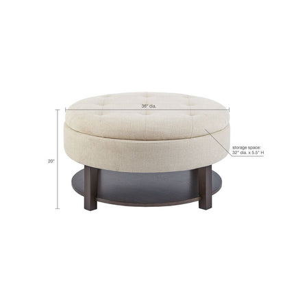 Miller Round Storage Ottoman, off-white