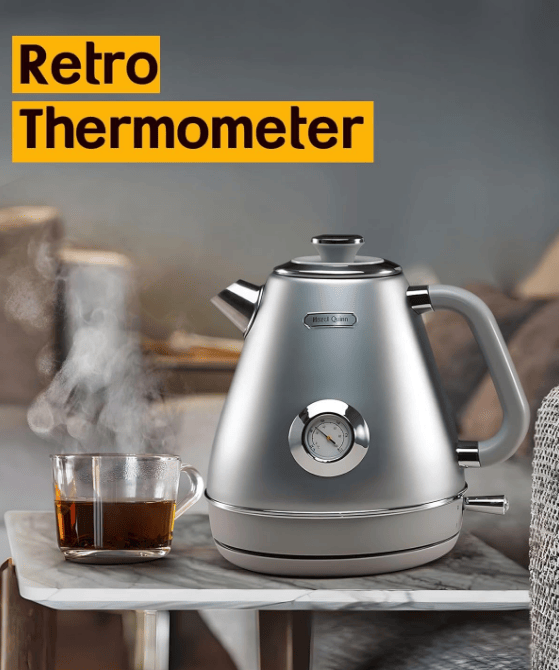 Retro Electric Kettle 1200W Dial Thermometer Fast Boiling, also available in red and stainless