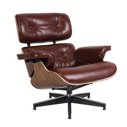 Eames Lounge Copy Armchair With Ottoman Genuine Leather Swivel Chair