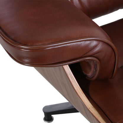 Eames Lounge Copy Armchair With Ottoman Genuine Leather Swivel Chair