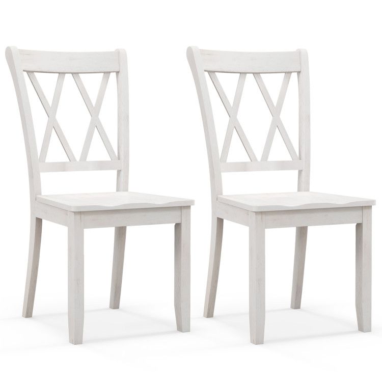 Wooden Dining Chairs Mid Century Farmhouse Retro Kitchen Chairs, Set of 2