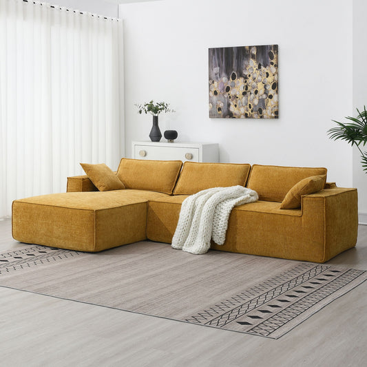 Minimalist Style Modular Sectional Sofa, Wrinkle-resistant Chenille 111"