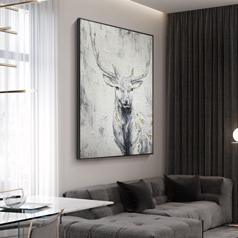 Hand Painted Rich Deer Oil Painting On Canvas