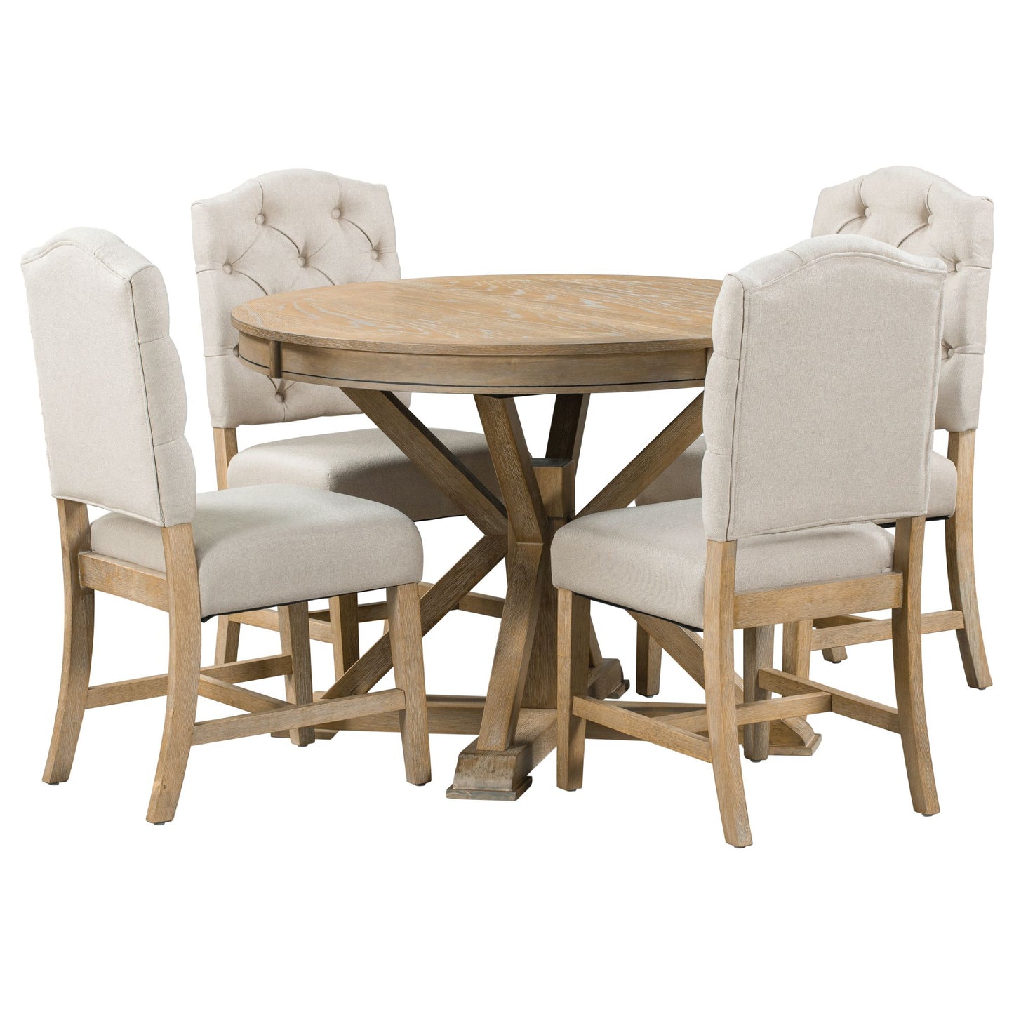 Cottage Style Extendable Dining Table Set With 4 Chairs