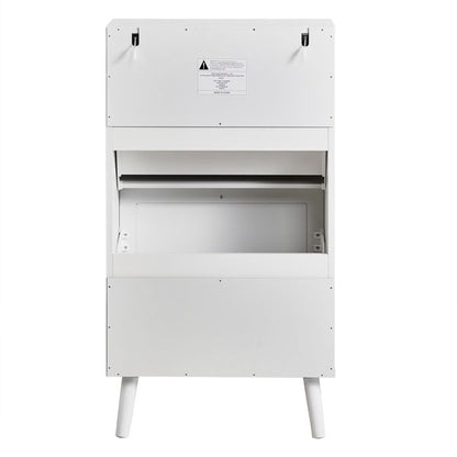 Shoe Organizing Cabinet With High Feet and Arched Top Rattan Shoe Cabinet (2 Stacking Bins) 54x24x98cm, White