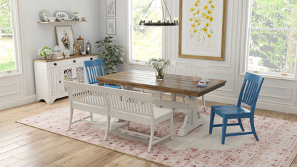 Cottage Style Brown And White Trestle Dining Table