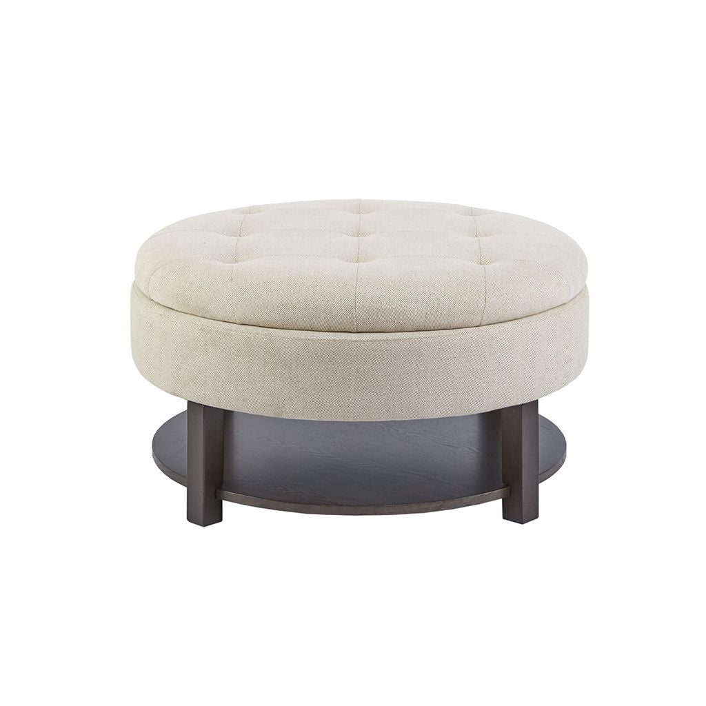 Miller Round Storage Ottoman, off-white