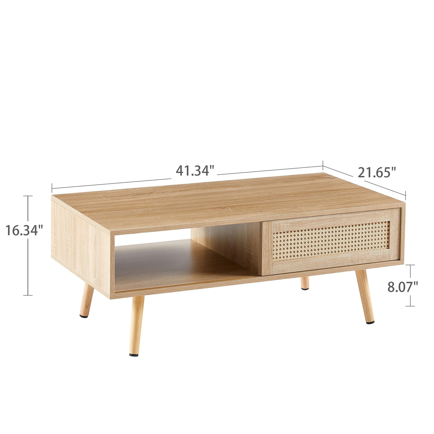 Rattan Coffee table with Sliding Door 41.34"