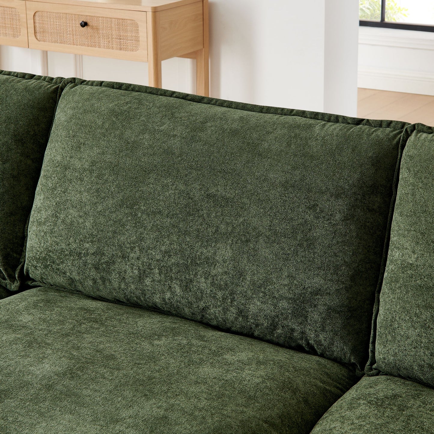 Modern Modular Sectional Sofa Couch with Storage Ottoman, Oversized 4 Seater Couch, Green