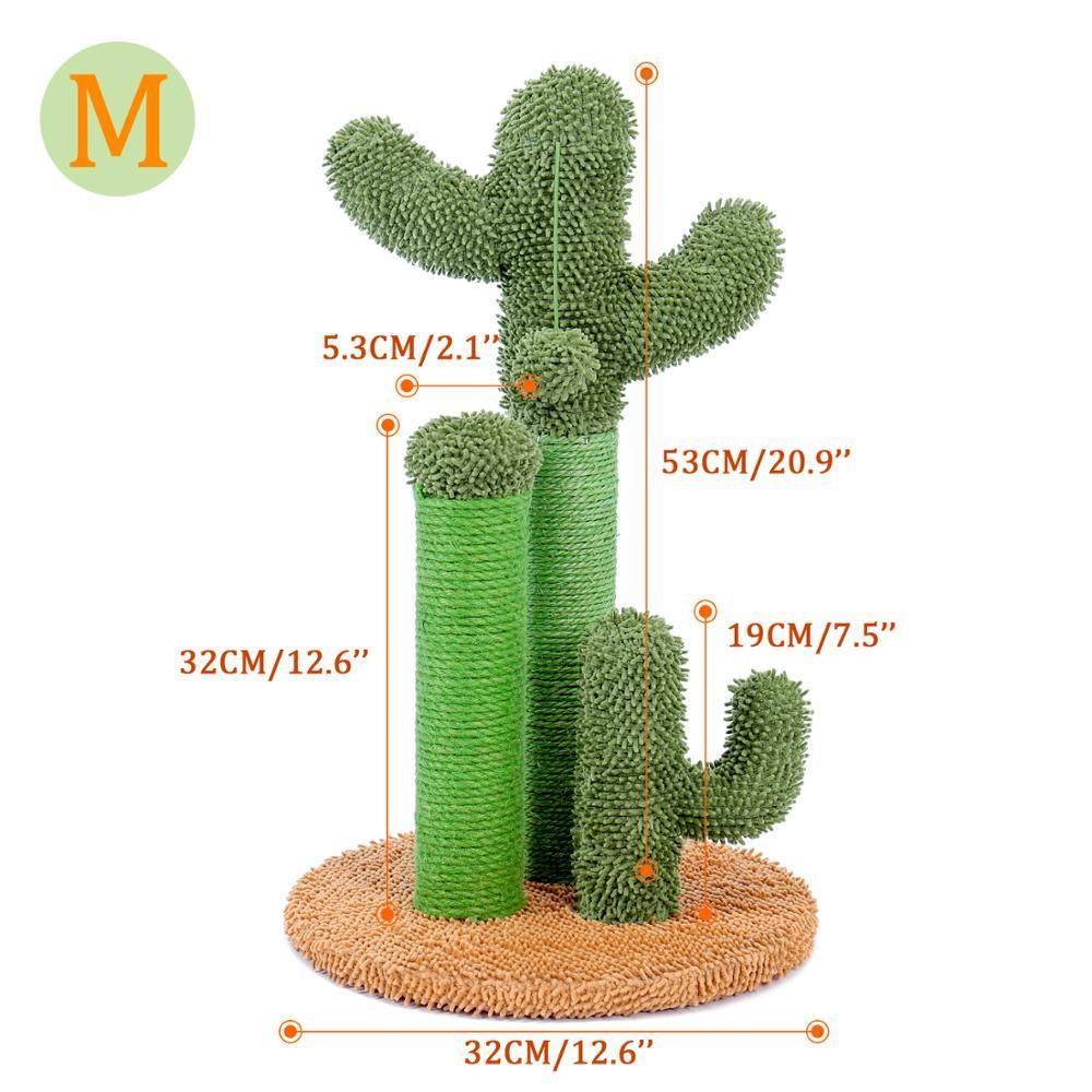 Cactus Cat Scratchers Scratch Pole with Natural Sisal Rope for Indoor Cats;  Vertical Cactus Cat Tree