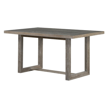 Rectangular Table with Designed Trestle Base and 4 Upholstered Chairs and 1 Bench for Dining Room and Kitchen (Gray)