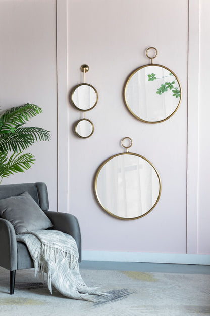 Circle Wall Mirror with Gold Metal Frame, Accent Mirror, 26" and 32"