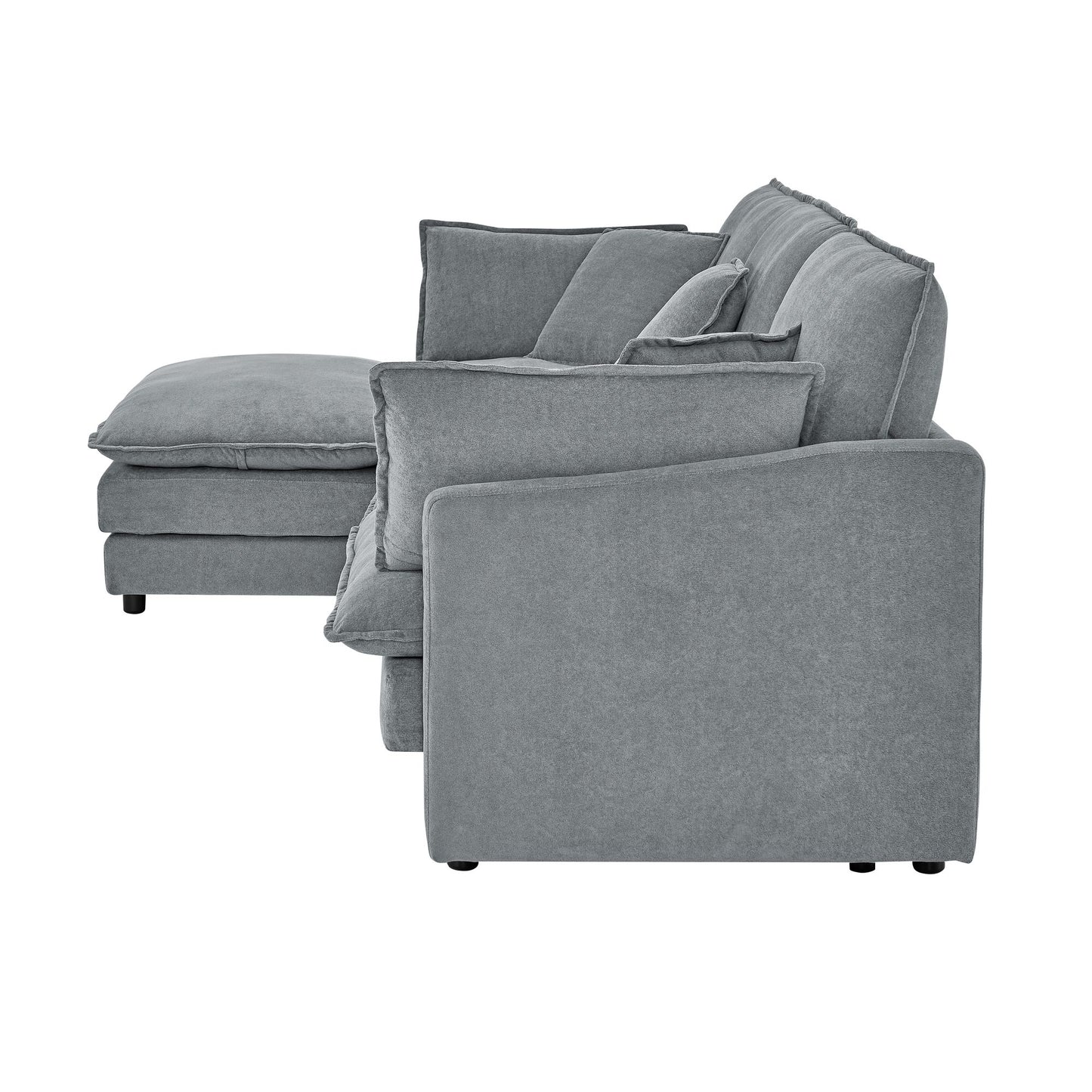 Modern Modular Sectional Sofa Couch with Storage Ottoman, Oversized 4 Seater Couch, Grey