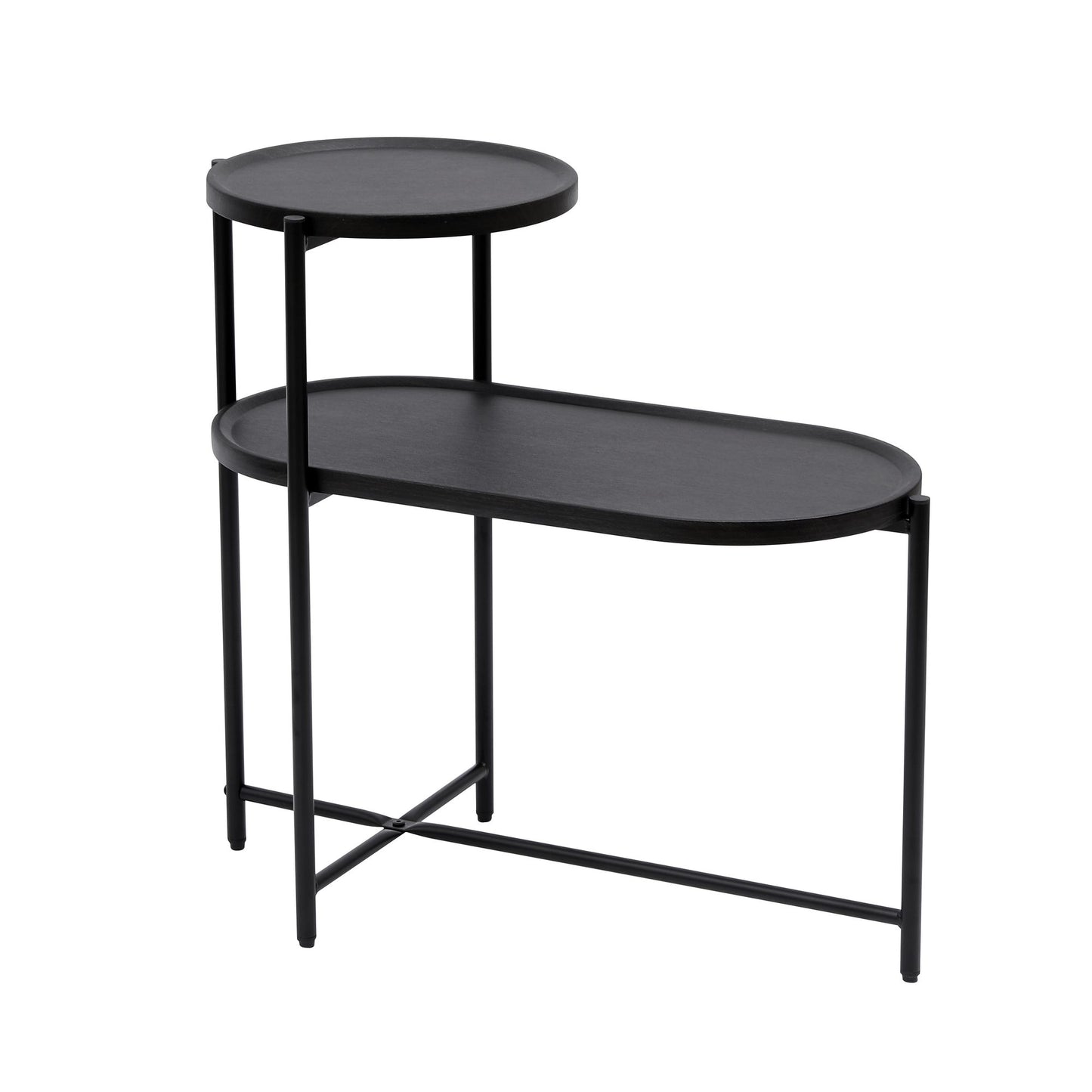 2 Tier Oval End Tables (Black)