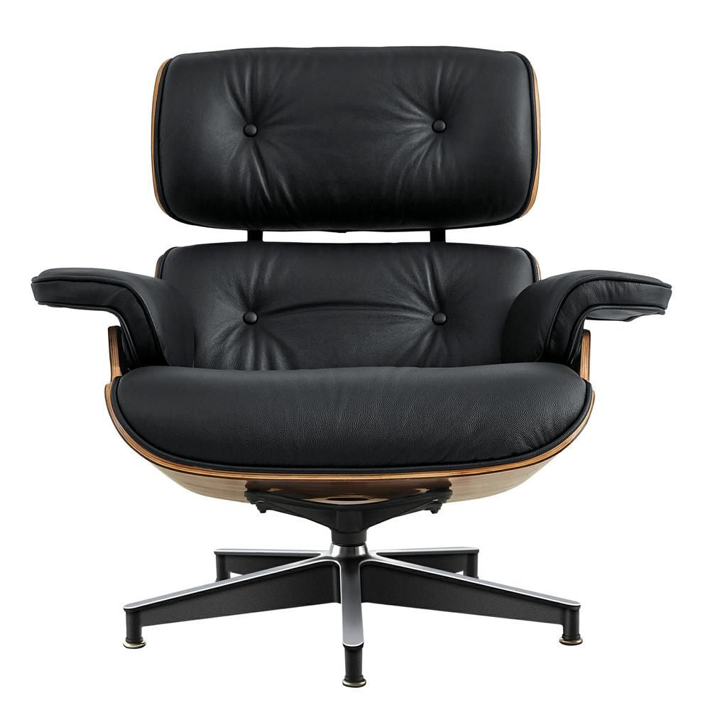 Eames Lounge Copy Armchair With Ottoman Genuine Leather Swivel Chair