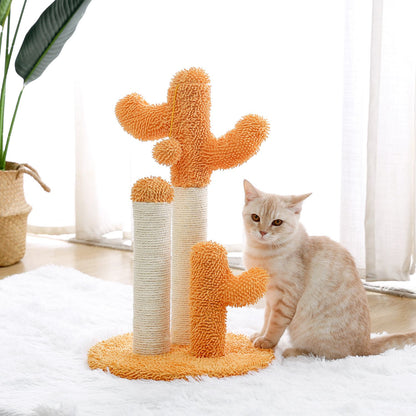 Cactus Cat Scratchers Scratch Pole with Natural Sisal Rope for Indoor Cats;  Vertical Cactus Cat Tree