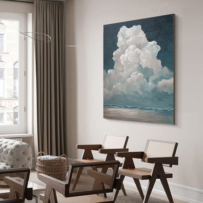 White Cloud Textured Wall Art Blue Sky Painting, Various Sizes Available