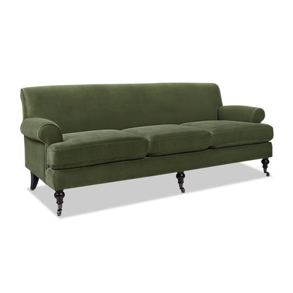 Alana Three-Cushion Tightback Sofa Olive Green Performance Velvet