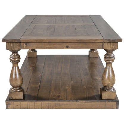 Rustic Coffee Table with Storage, Solid Pine Wood, 3 colors