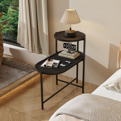 2 Tier Oval End Tables (Black)