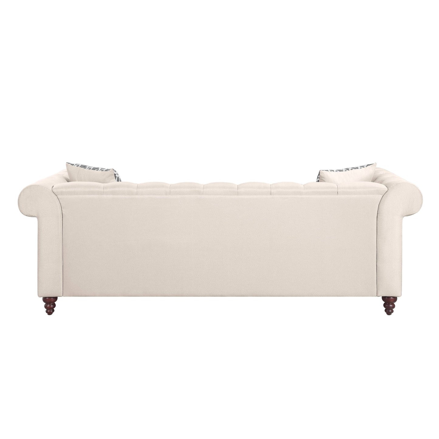 Traditional Reversible Sectional Sofa in Beige Fabric 90"