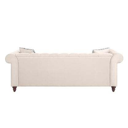 Traditional Reversible Sectional Sofa in Beige Fabric 90"