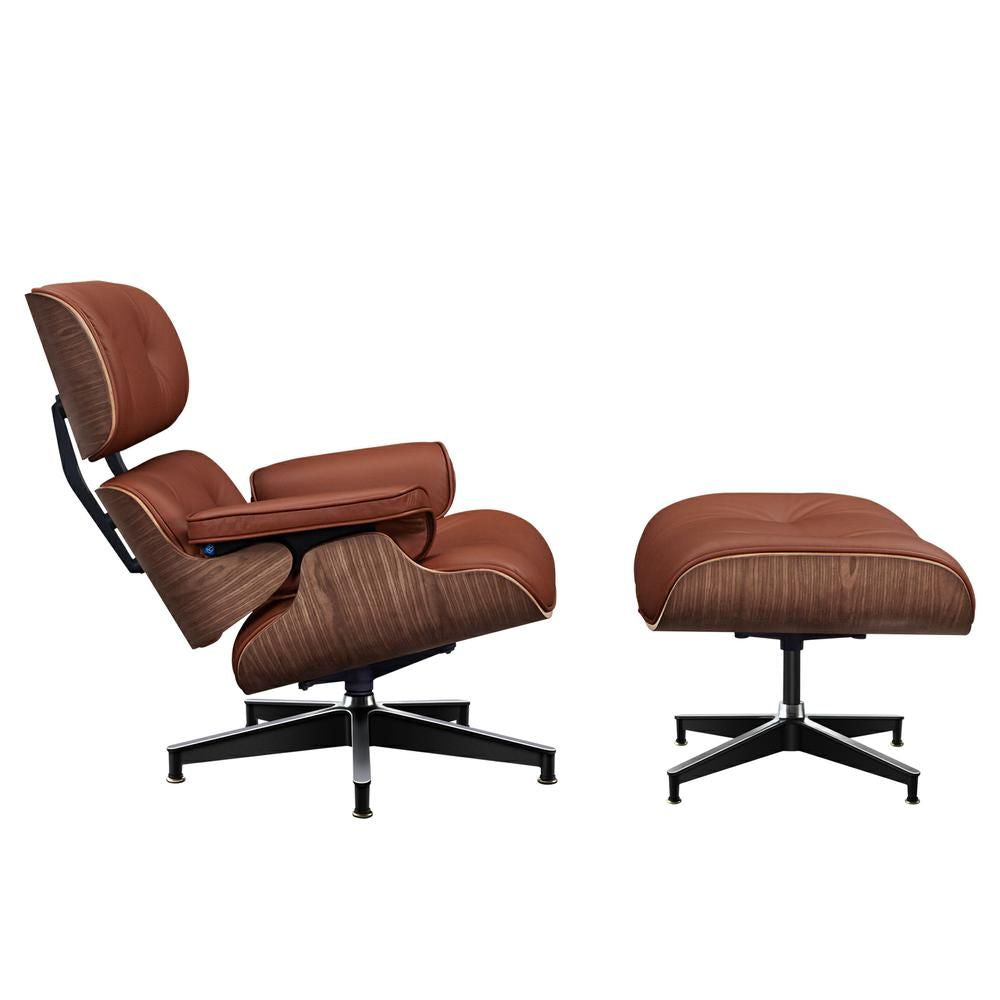 Eames Lounge Copy Armchair With Ottoman Genuine Leather Swivel Chair