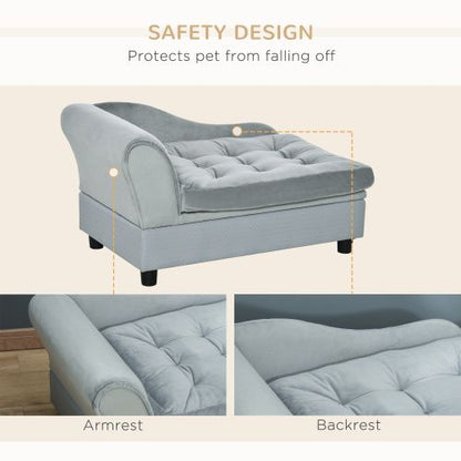 Luxury Dog Couch with Soft 3" Foam, Dog Sofa Bed, Gray, with Hidden Storage