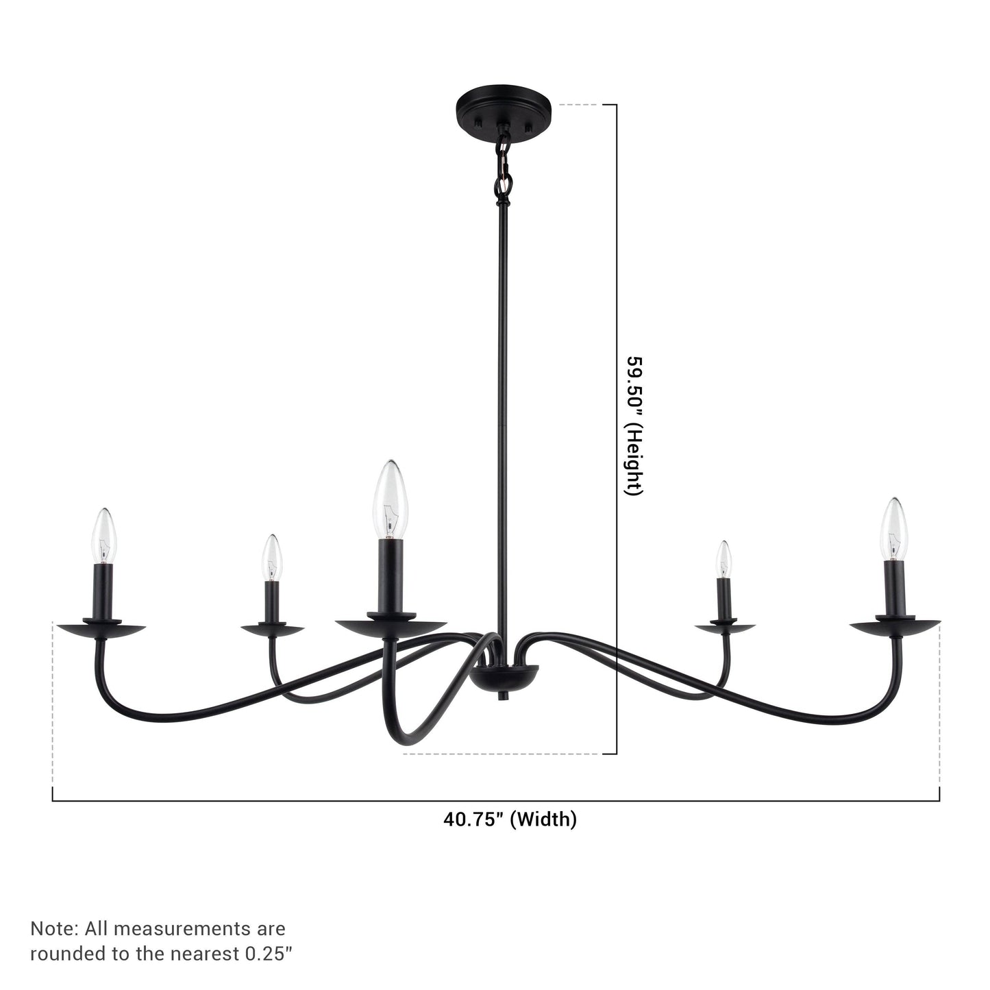 Ellie 40" Black Farmhouse Chandelier