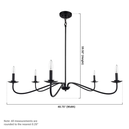 Ellie 40" Black Farmhouse Chandelier