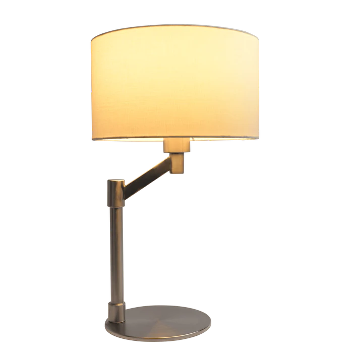 Brushed Nickel Table Lamp with On/Off Switch Curved Metal Base Linen Shade