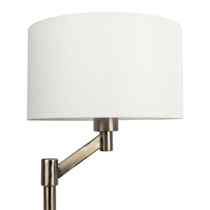 Brushed Nickel Table Lamp with On/Off Switch Curved Metal Base Linen Shade