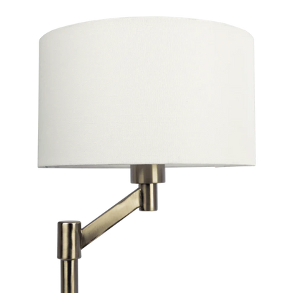 Brushed Nickel Table Lamp with On/Off Switch Curved Metal Base Linen Shade