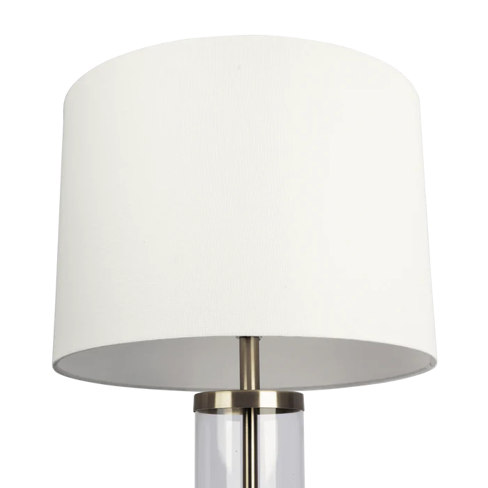 Luna Brushed Nickel Table Lamp with On/Off Switch Clear Glass Body Metal Base