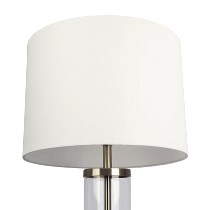 Luna Brushed Nickel Table Lamp with On/Off Switch Clear Glass Body Metal Base